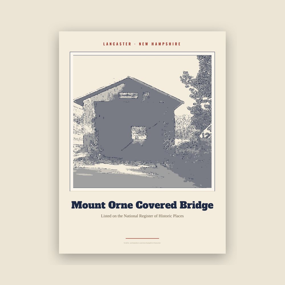 Lancaster Mount Orne Covered Bridge Landmark Print