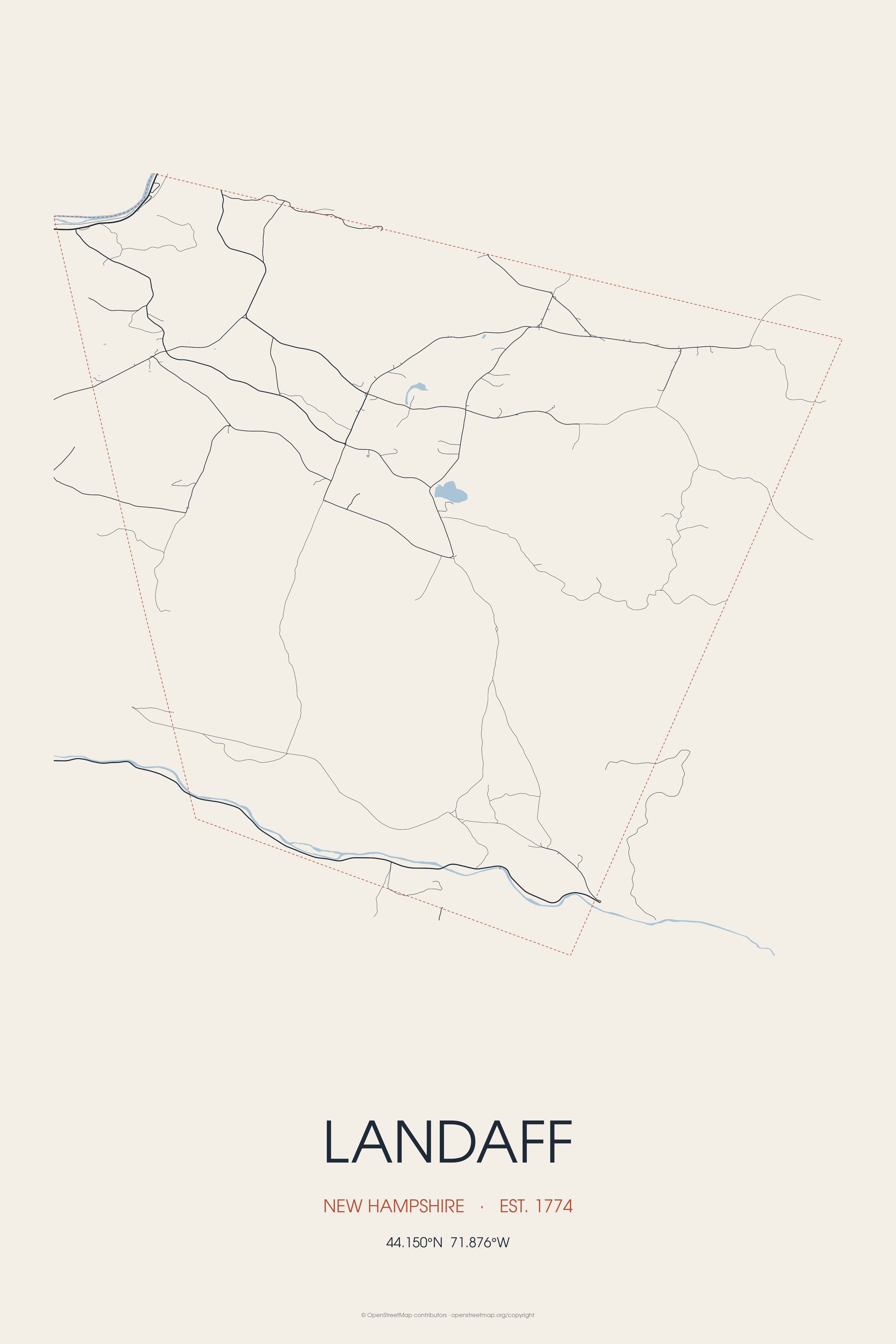Street map of Landaff, New Hampshire