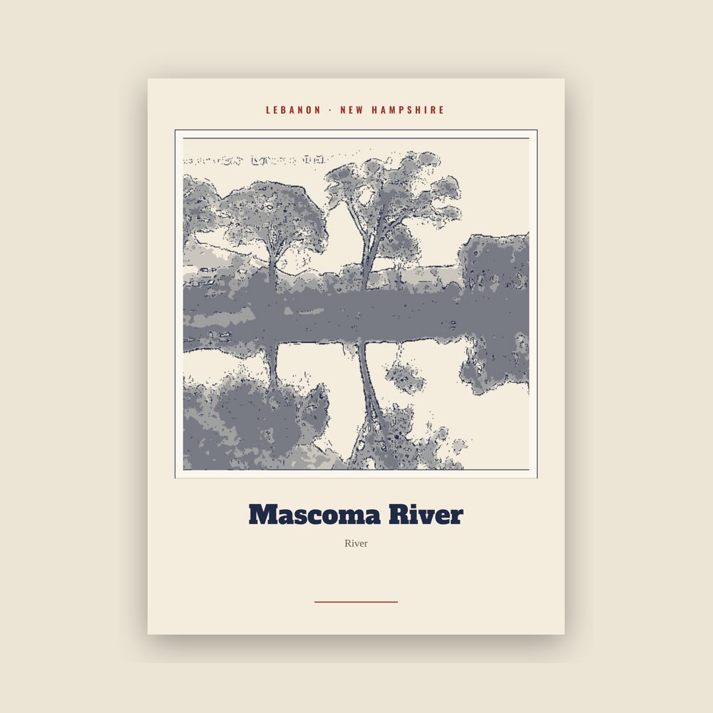 Lebanon Mascoma River Landmark Print