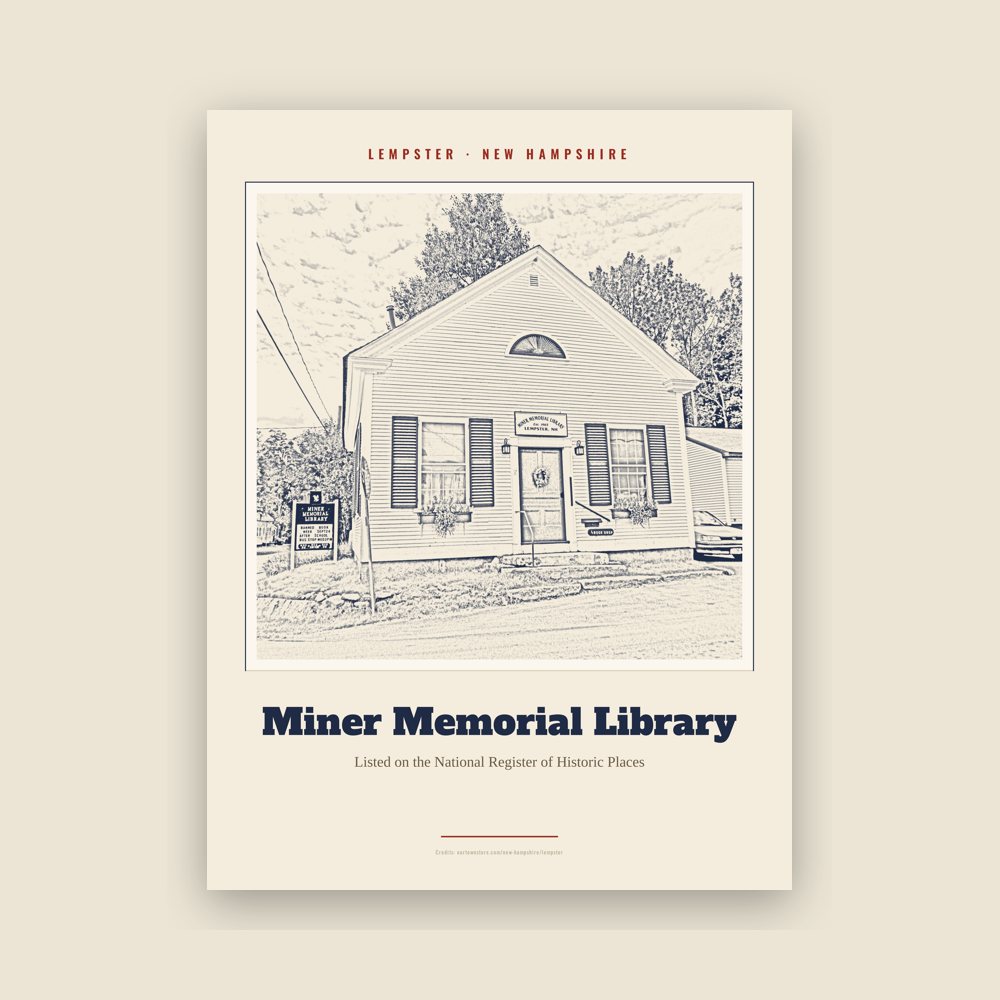 Lempster Miner Memorial Library Landmark Print