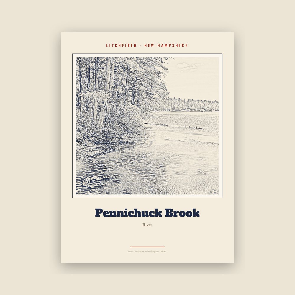 Litchfield Pennichuck Brook Landmark Print