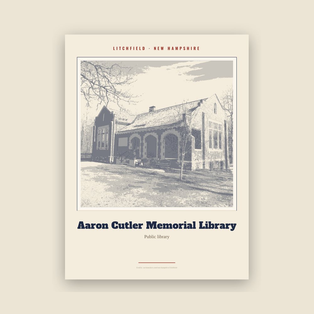 Litchfield Aaron Cutler Memorial Library Landmark Print