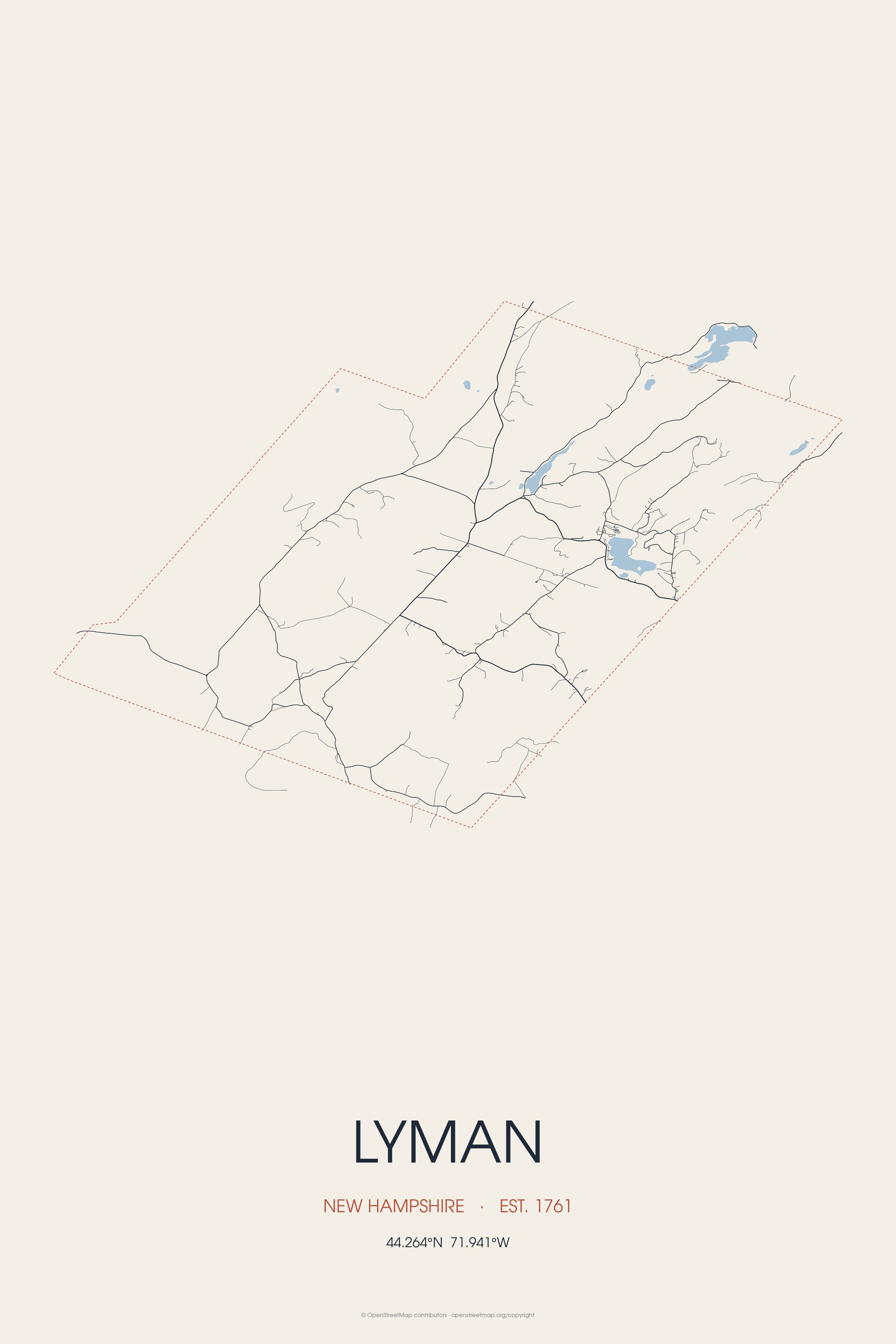 Street map of Lyman, New Hampshire