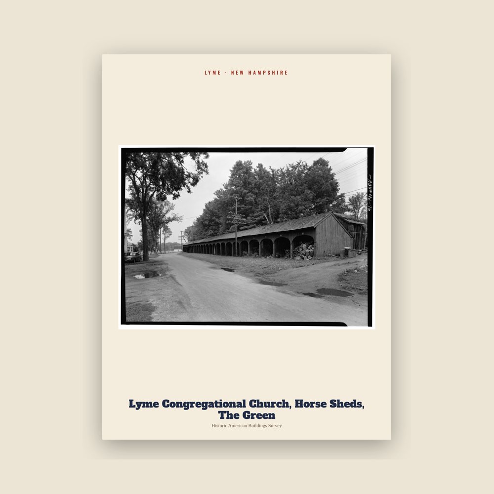 Lyme Lyme Congregational Church, Horse Sheds, The Green Archive Print