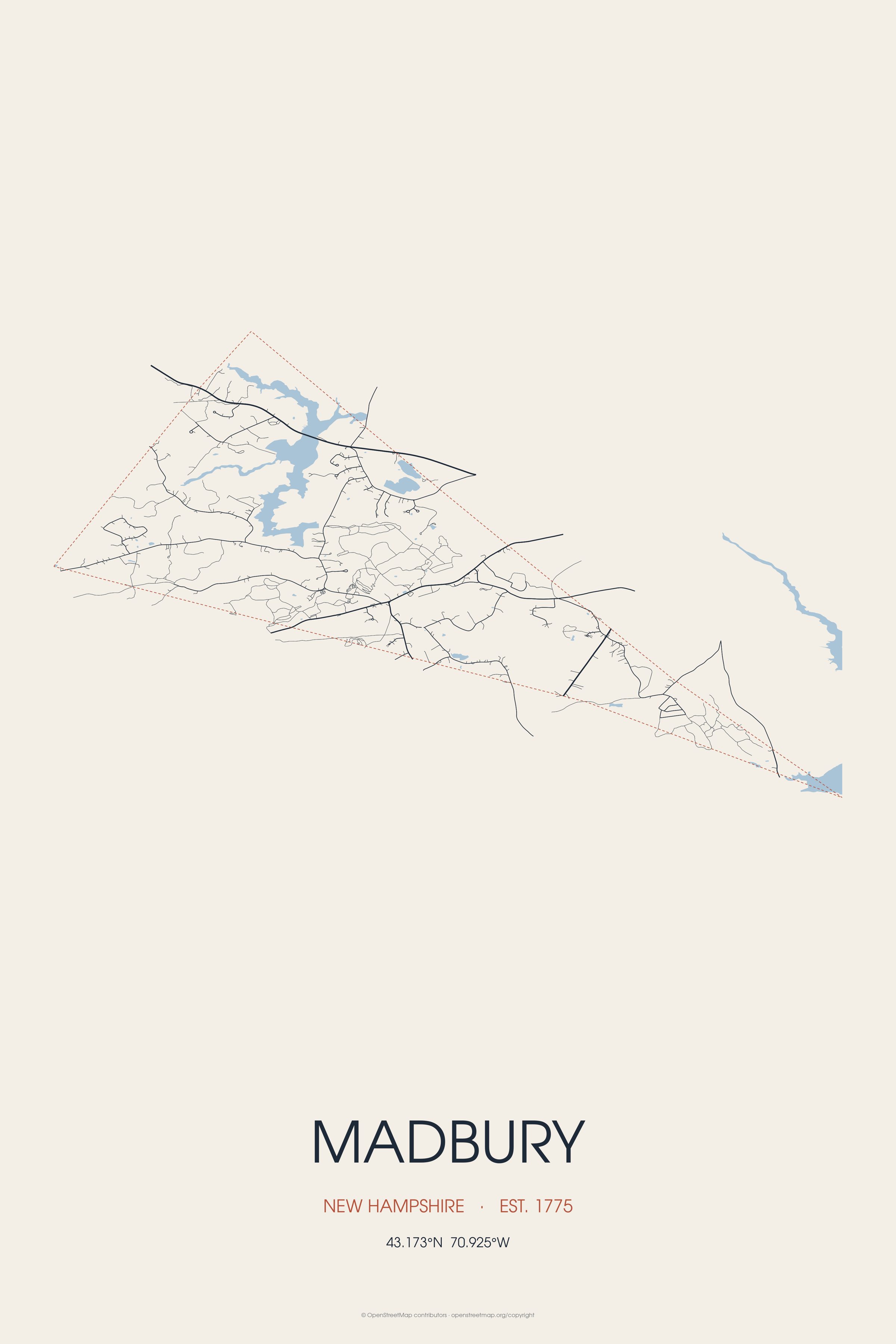 Street map of Madbury, New Hampshire