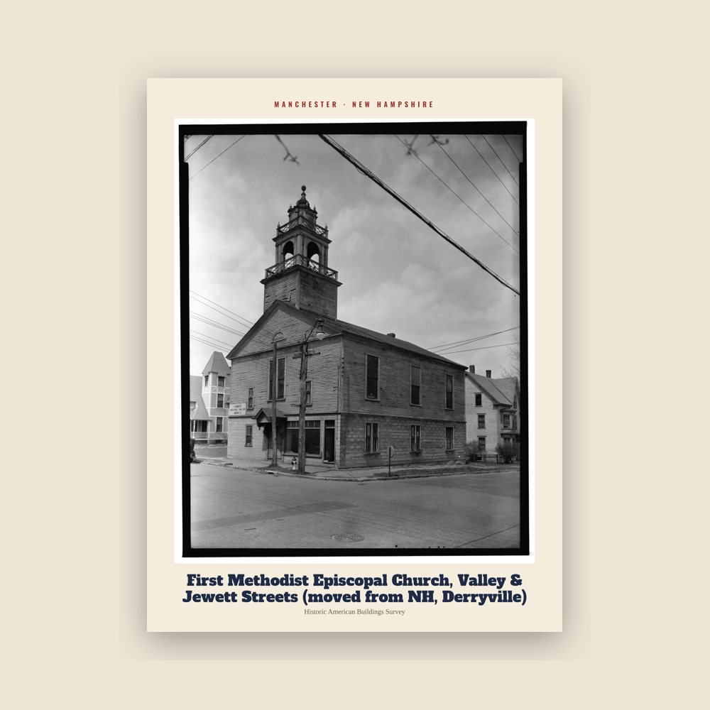 Manchester First Methodist Episcopal Church, Valley & Jewett Streets (moved from NH, Derryville) Archive Print