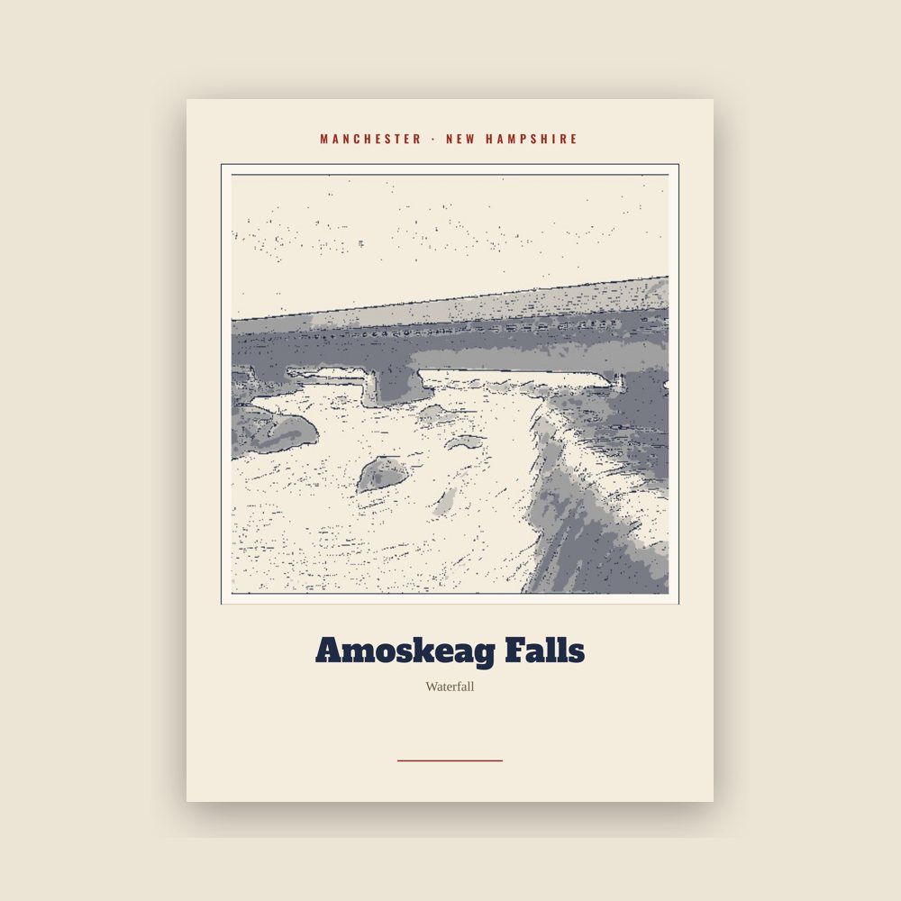 Manchester Amoskeag Falls Landmark Print