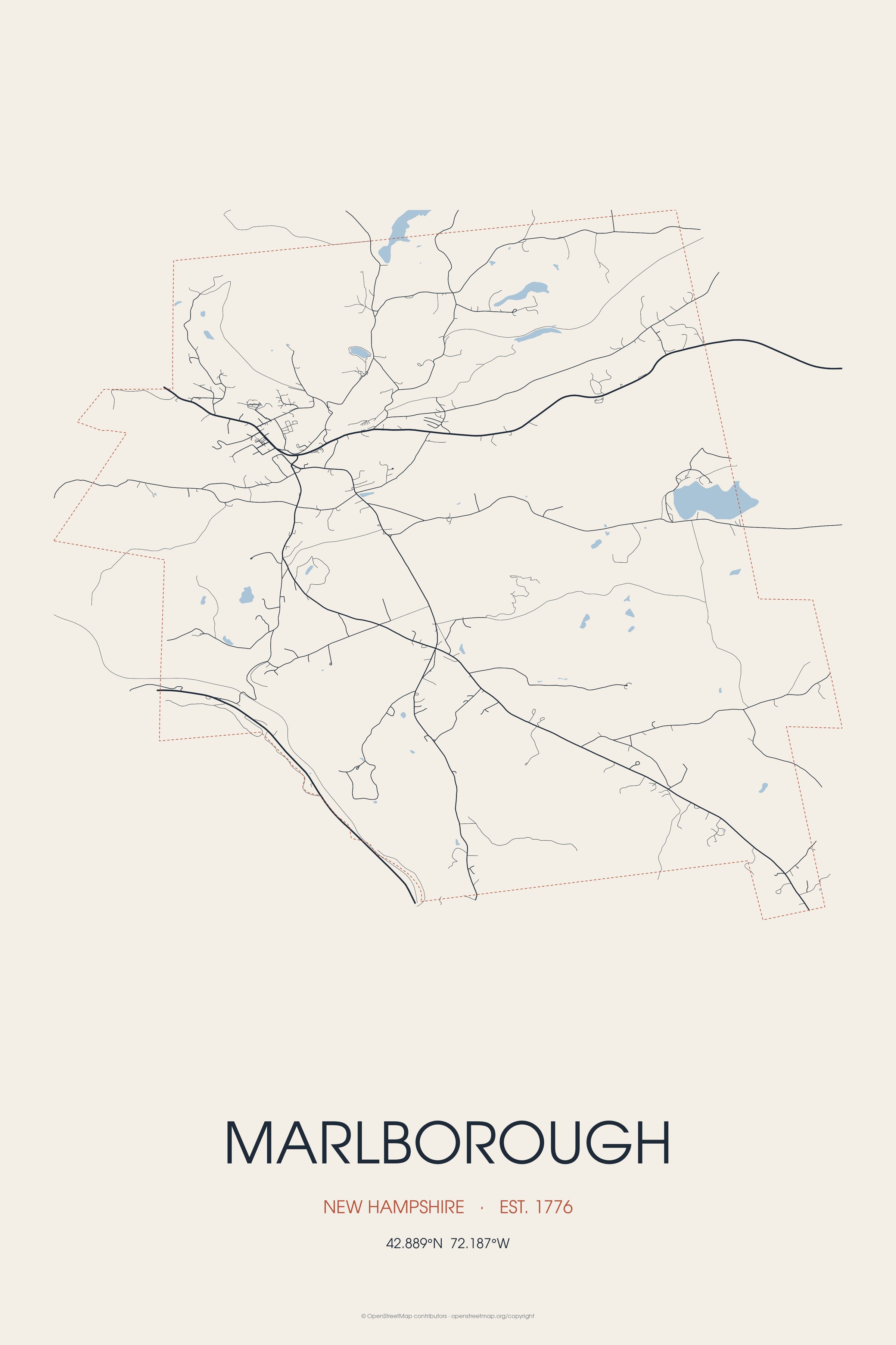Street map of Marlborough, New Hampshire