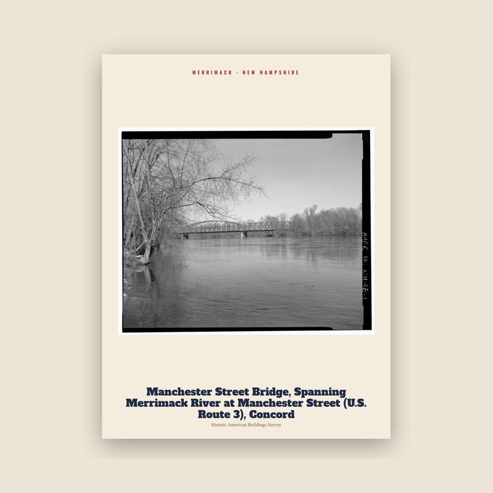 Merrimack Manchester Street Bridge, Spanning Merrimack River at Manchester Street (U.S. Route 3), Concord Archive Print