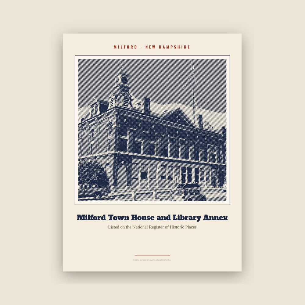Milford Milford Town House and Library Annex Landmark Print