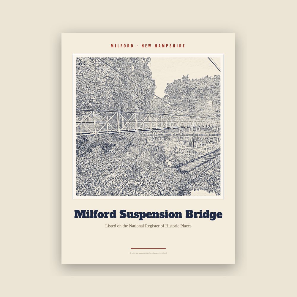 Milford Milford Suspension Bridge Landmark Print