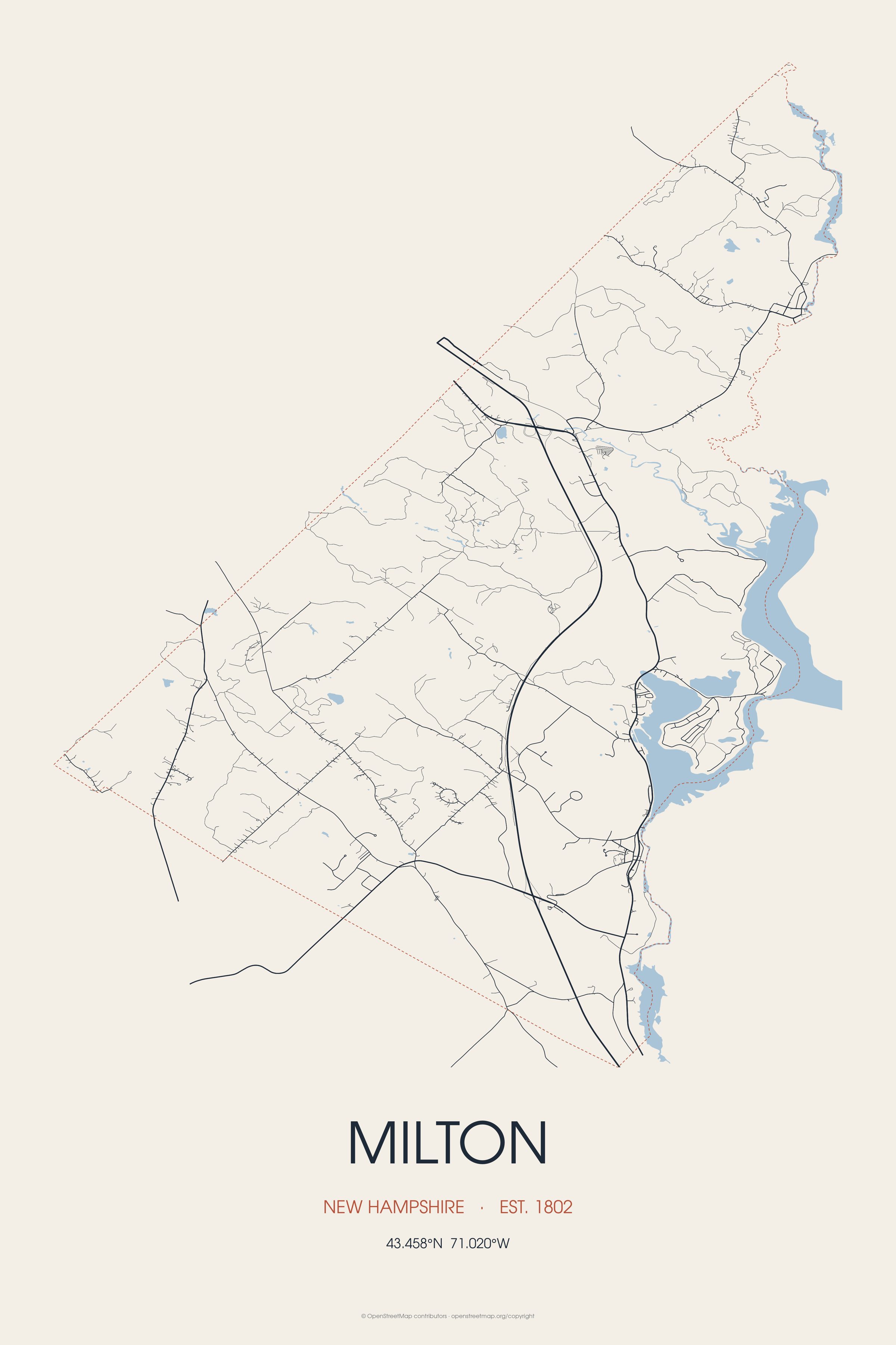 Street map of Milton, New Hampshire