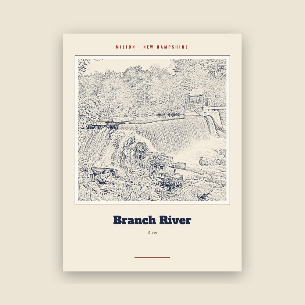 Milton Branch River Landmark Print