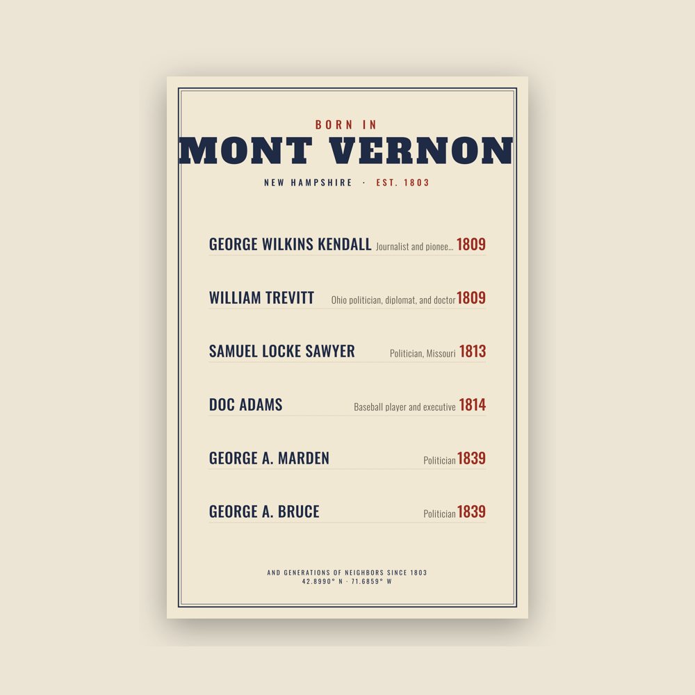 Mont Vernon “Born In” Poster