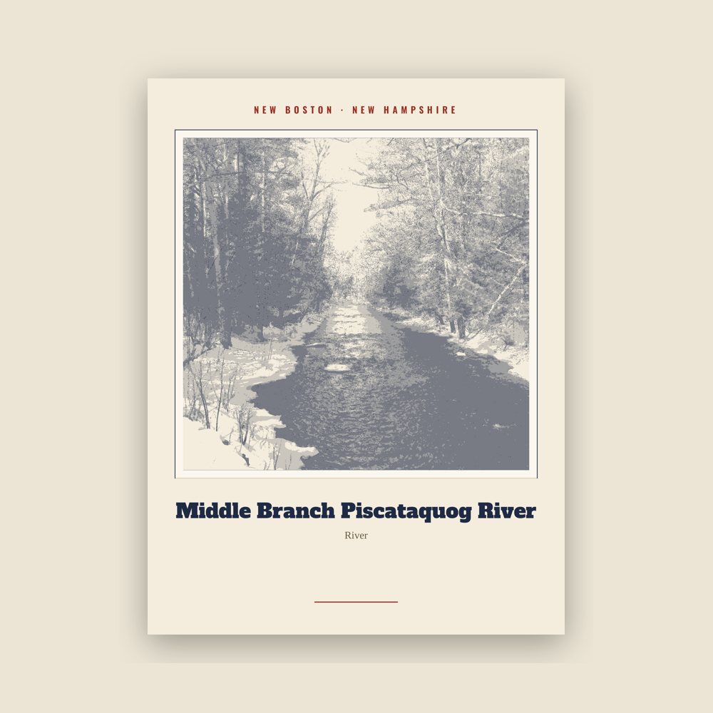 New Boston Middle Branch Piscataquog River Landmark Print