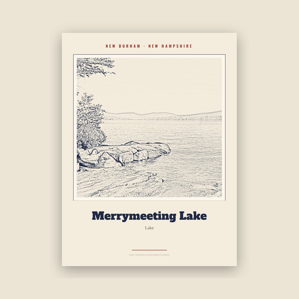 New Durham Merrymeeting Lake Landmark Print
