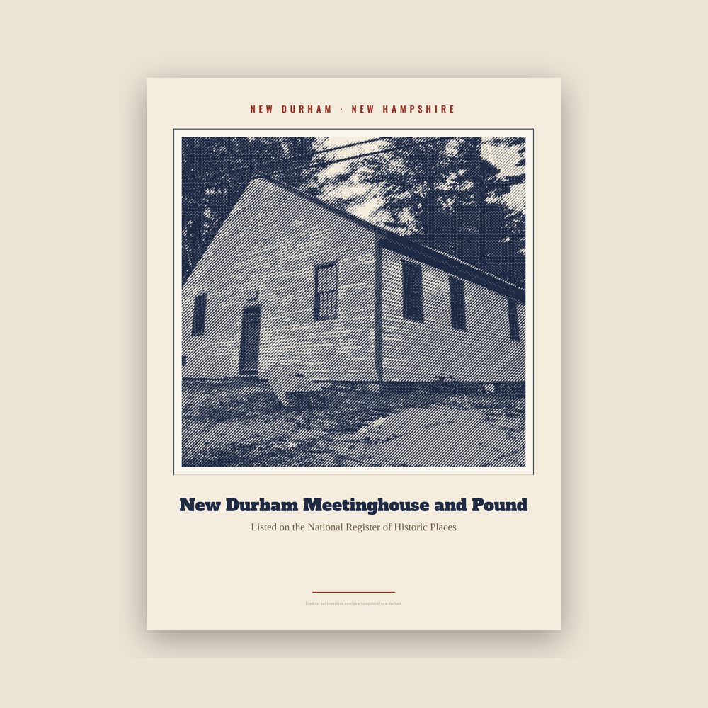 New Durham New Durham Meetinghouse and Pound Landmark Print