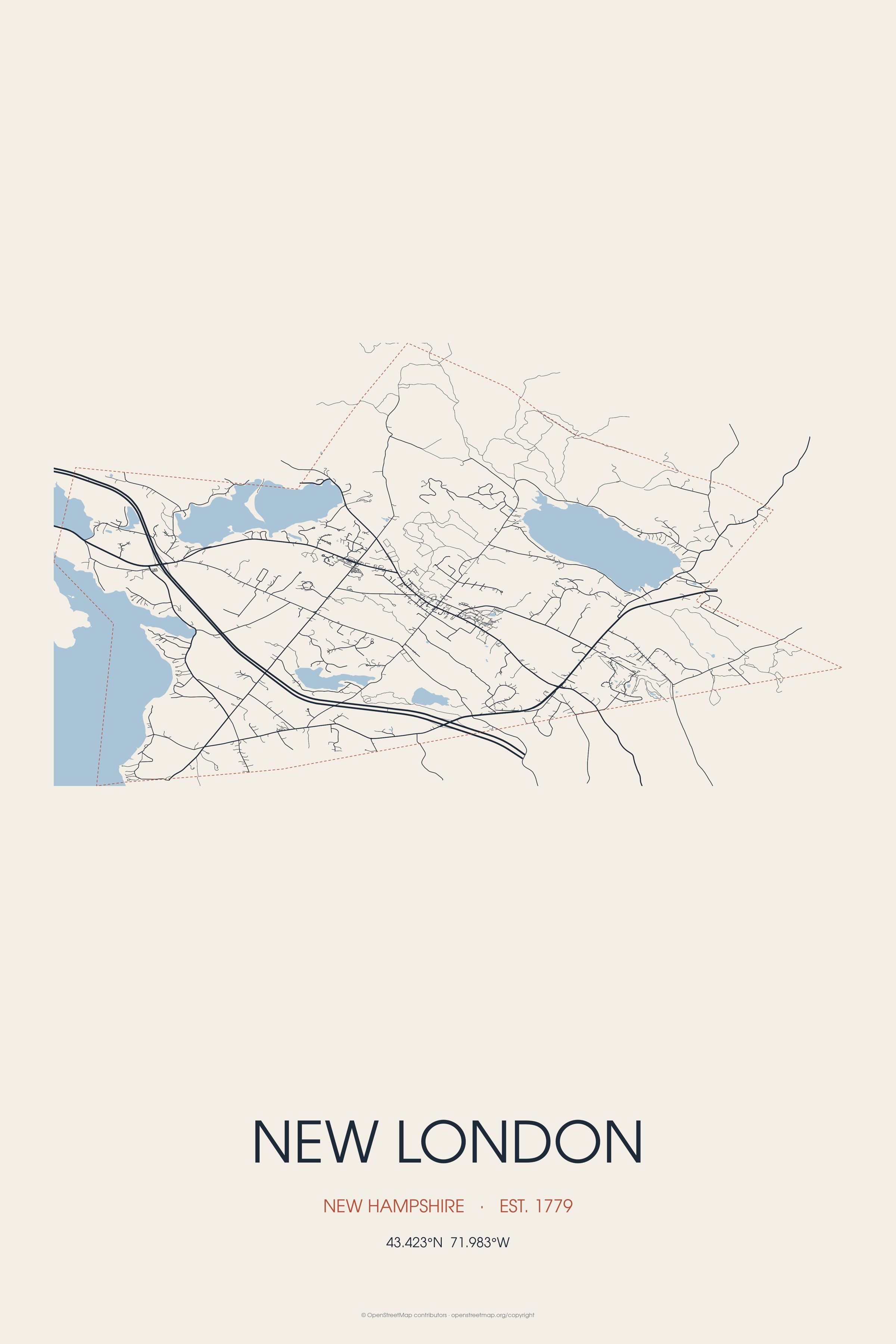 Street map of New London, New Hampshire