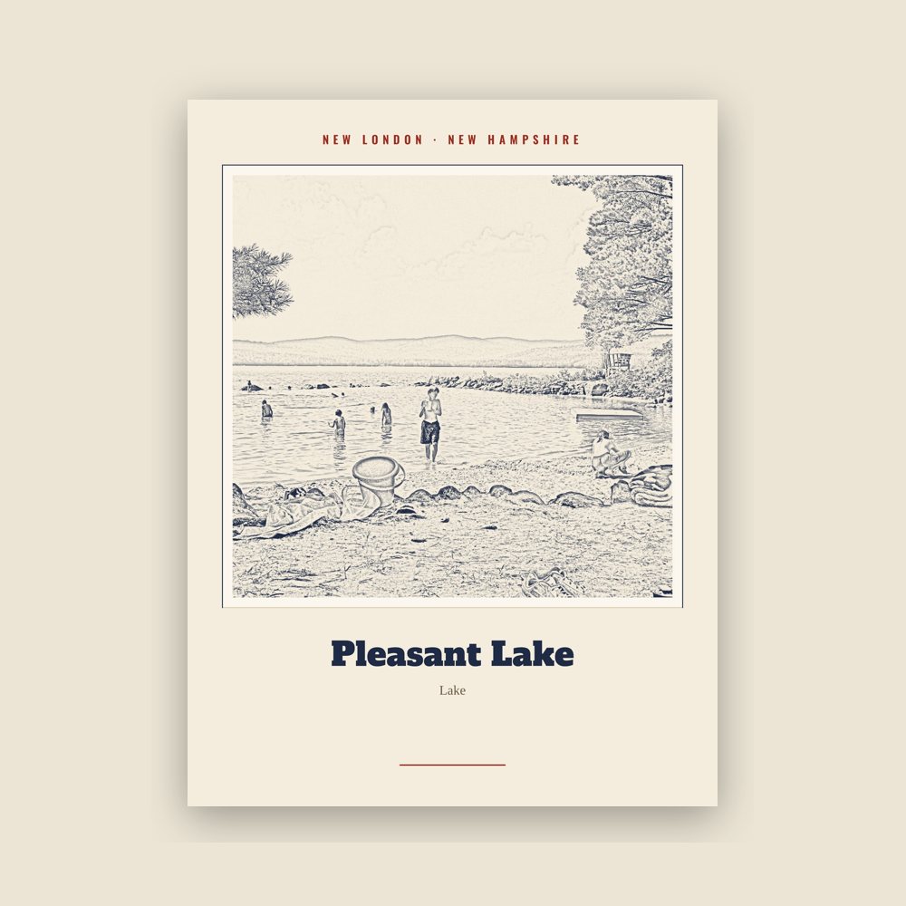 New London Pleasant Lake Landmark Print