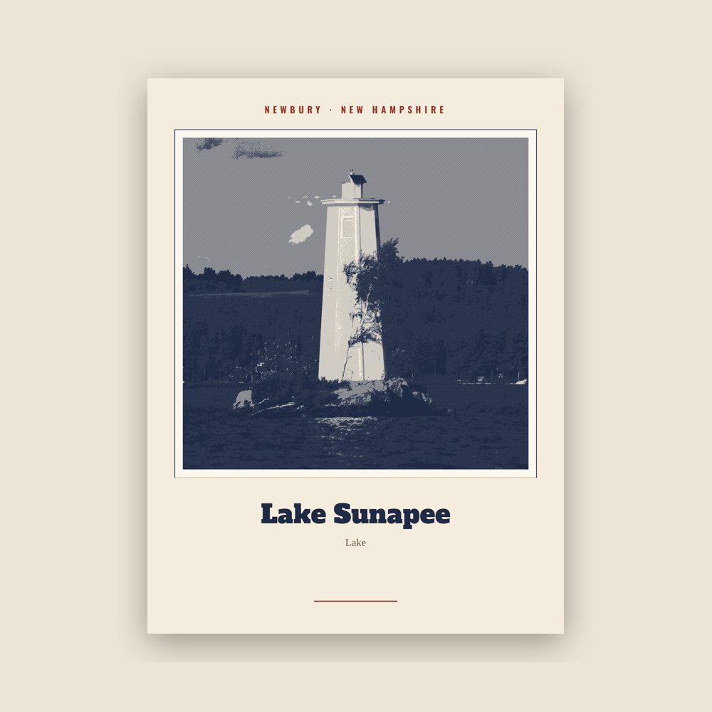 Newbury Lake Sunapee Landmark Print