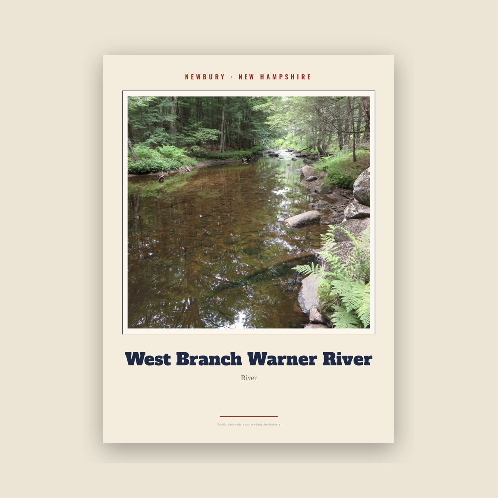 Newbury West Branch Warner River Landmark Print