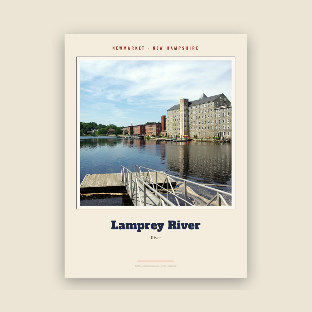 Newmarket Lamprey River Landmark Print