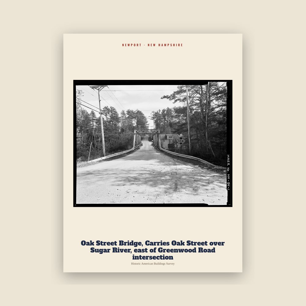 Newport Oak Street Bridge, Carries Oak Street over Sugar River, east of Greenwood Road intersection Archive Print