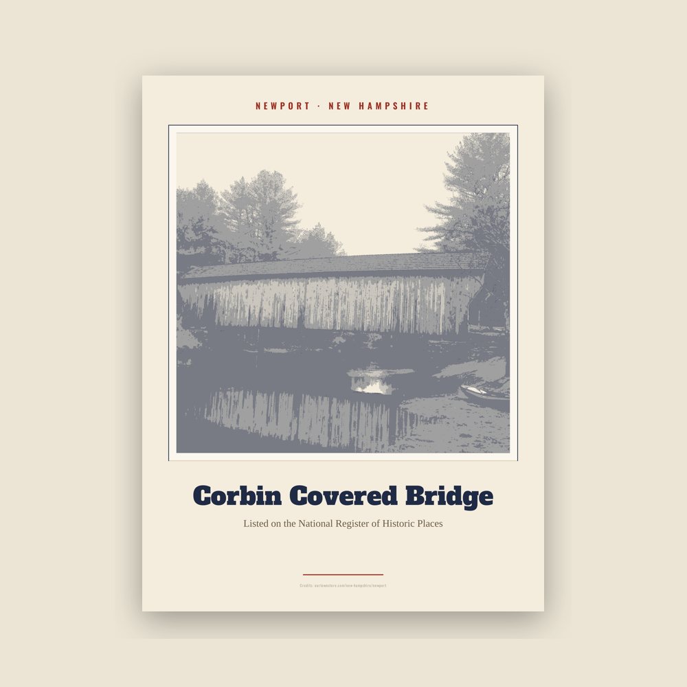 Newport Corbin Covered Bridge Landmark Print