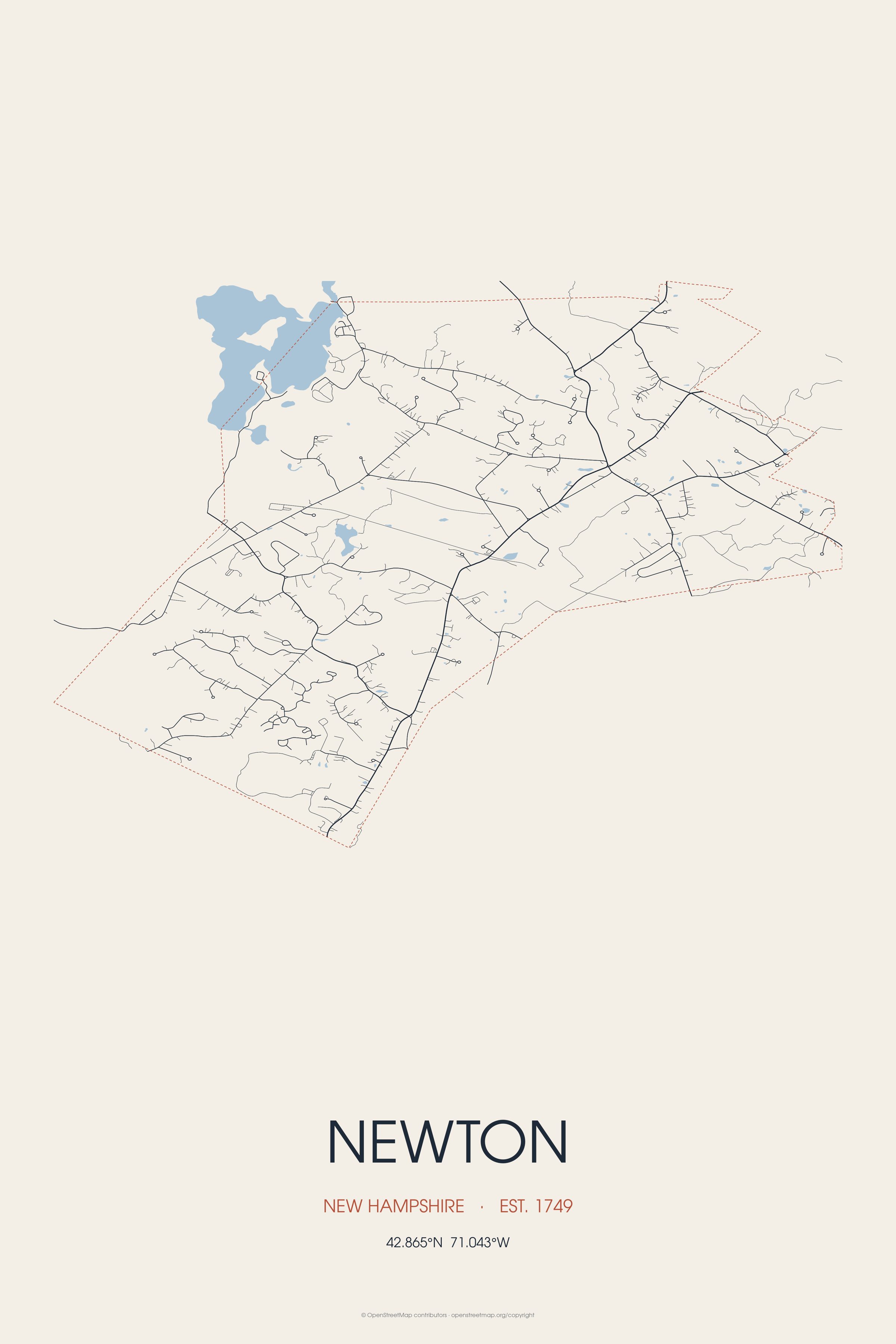 Street map of Newton, New Hampshire