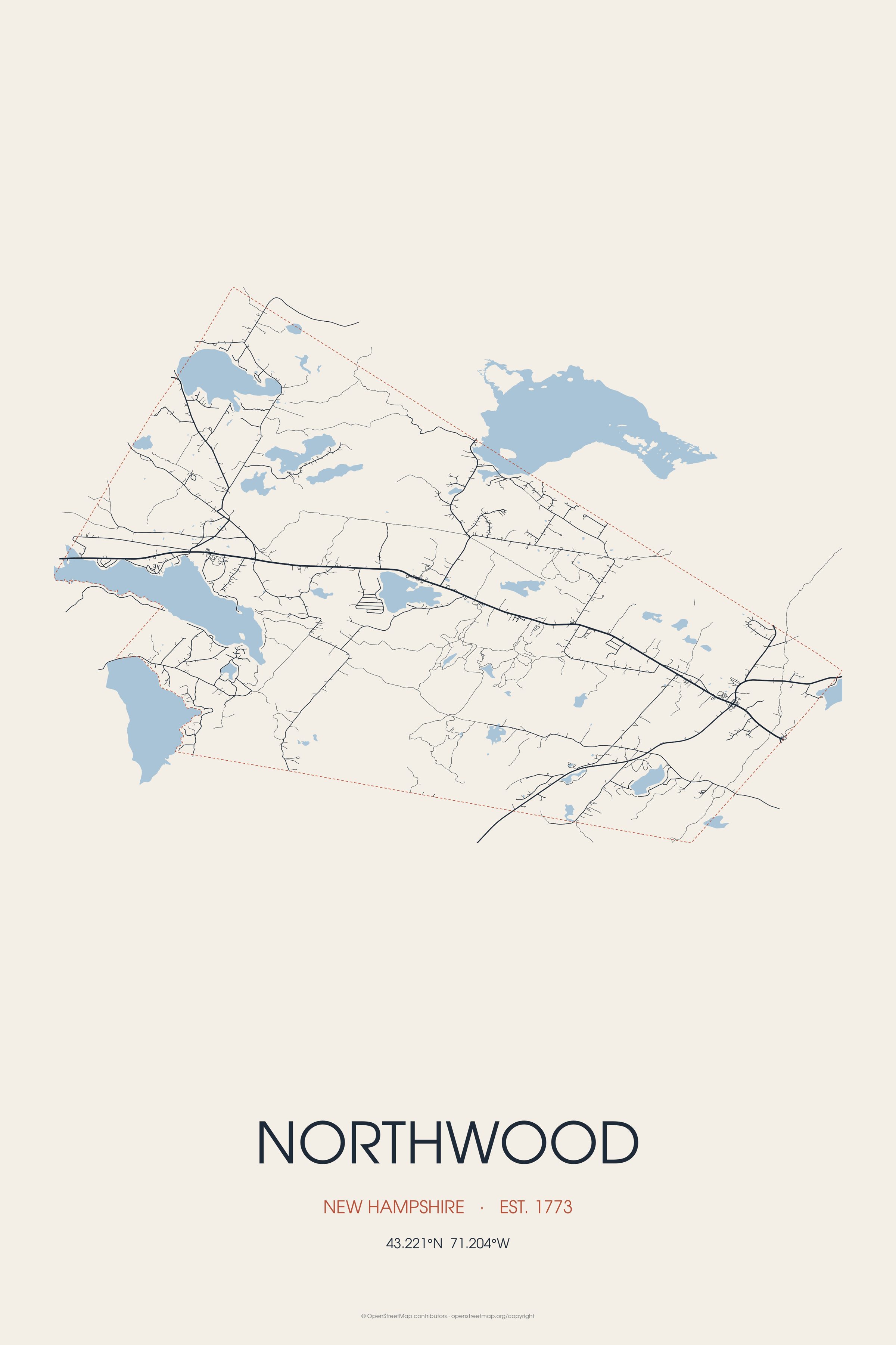 Street map of Northwood, New Hampshire