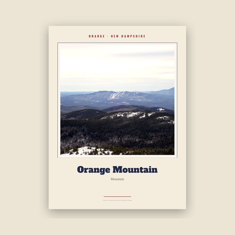 Orange Orange Mountain Landmark Print