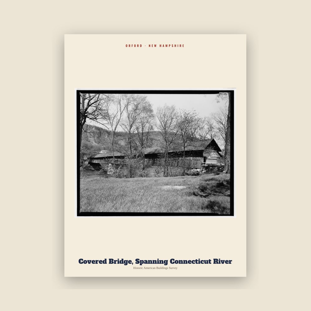 Orford Covered Bridge, Spanning Connecticut River Archive Print
