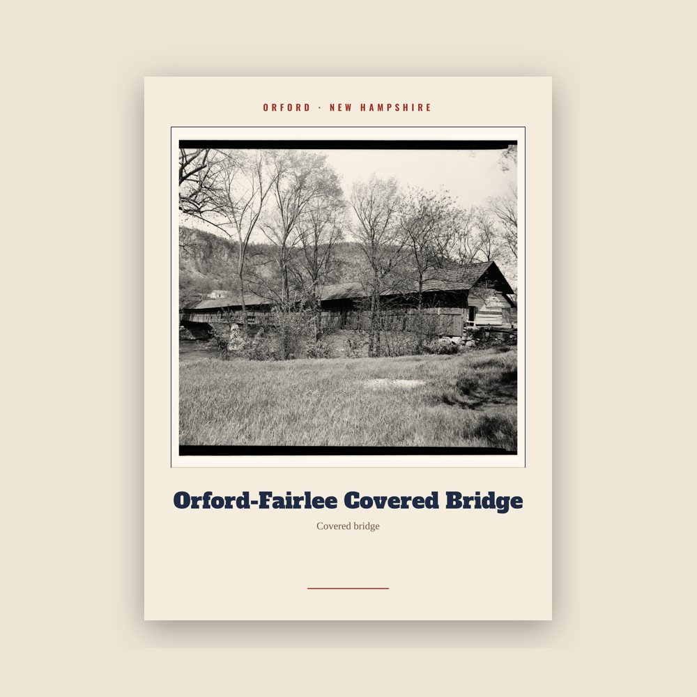 Orford Orford-Fairlee Covered Bridge Landmark Print