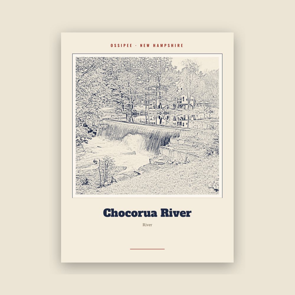 Ossipee Chocorua River Landmark Print