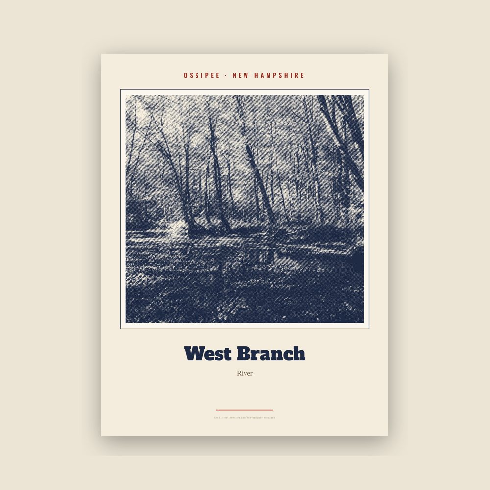 Ossipee West Branch Landmark Print