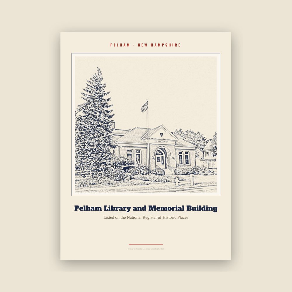 Pelham Pelham Library and Memorial Building Landmark Print