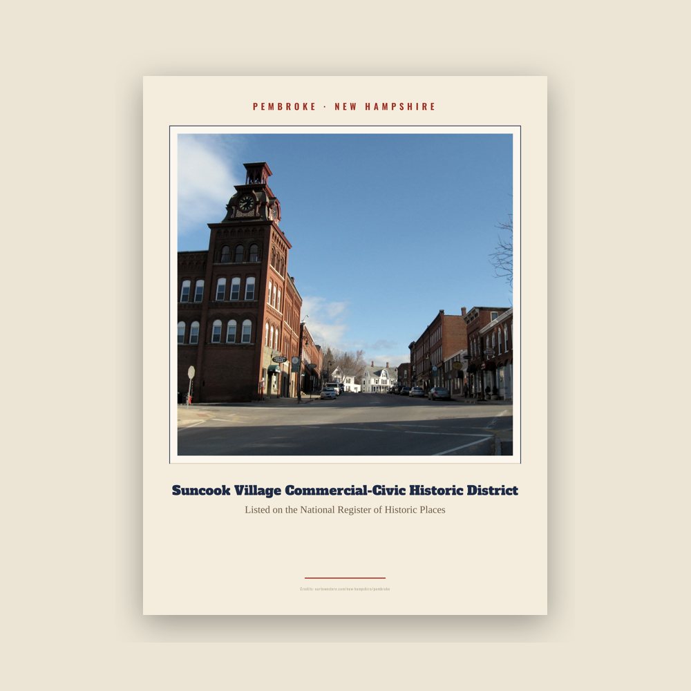 Pembroke Suncook Village Commercial-Civic Historic District Landmark Print