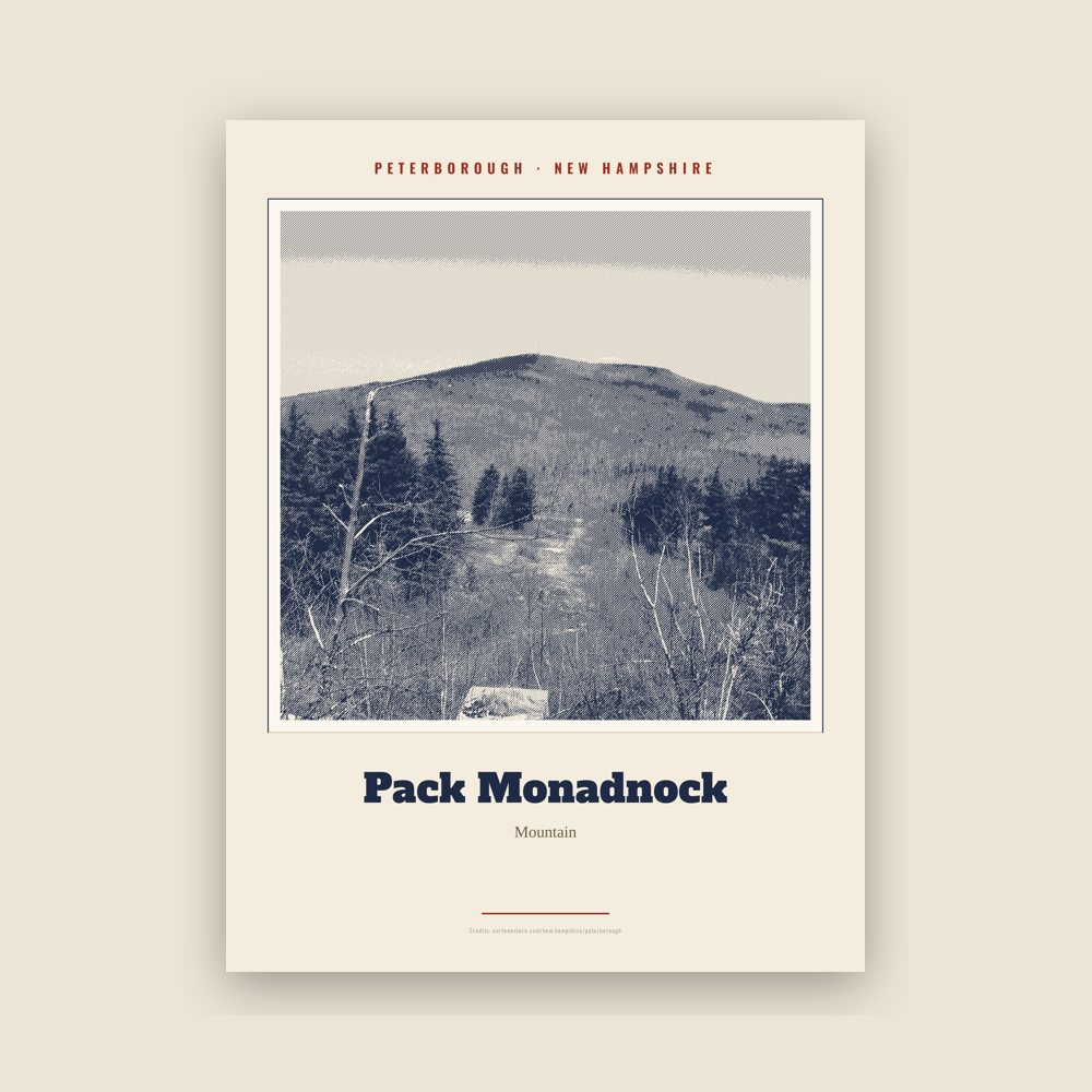 Peterborough Pack Monadnock Landmark Print