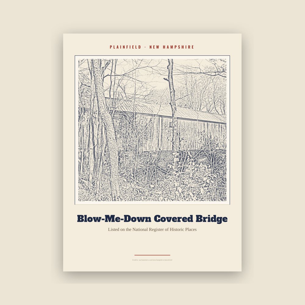 Plainfield Blow-Me-Down Covered Bridge Landmark Print