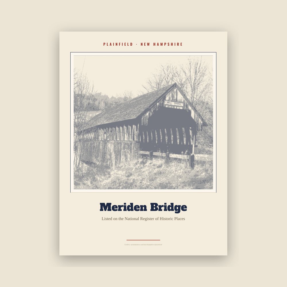 Plainfield Meriden Bridge Landmark Print