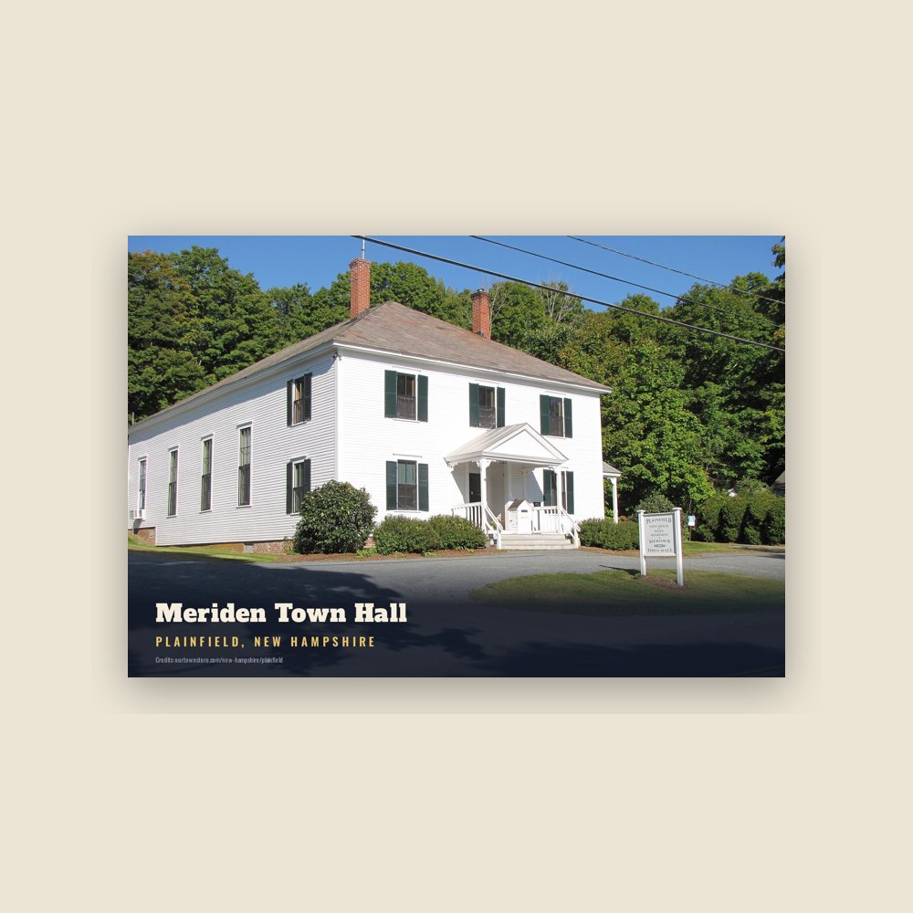 Plainfield Meriden Town Hall Postcard