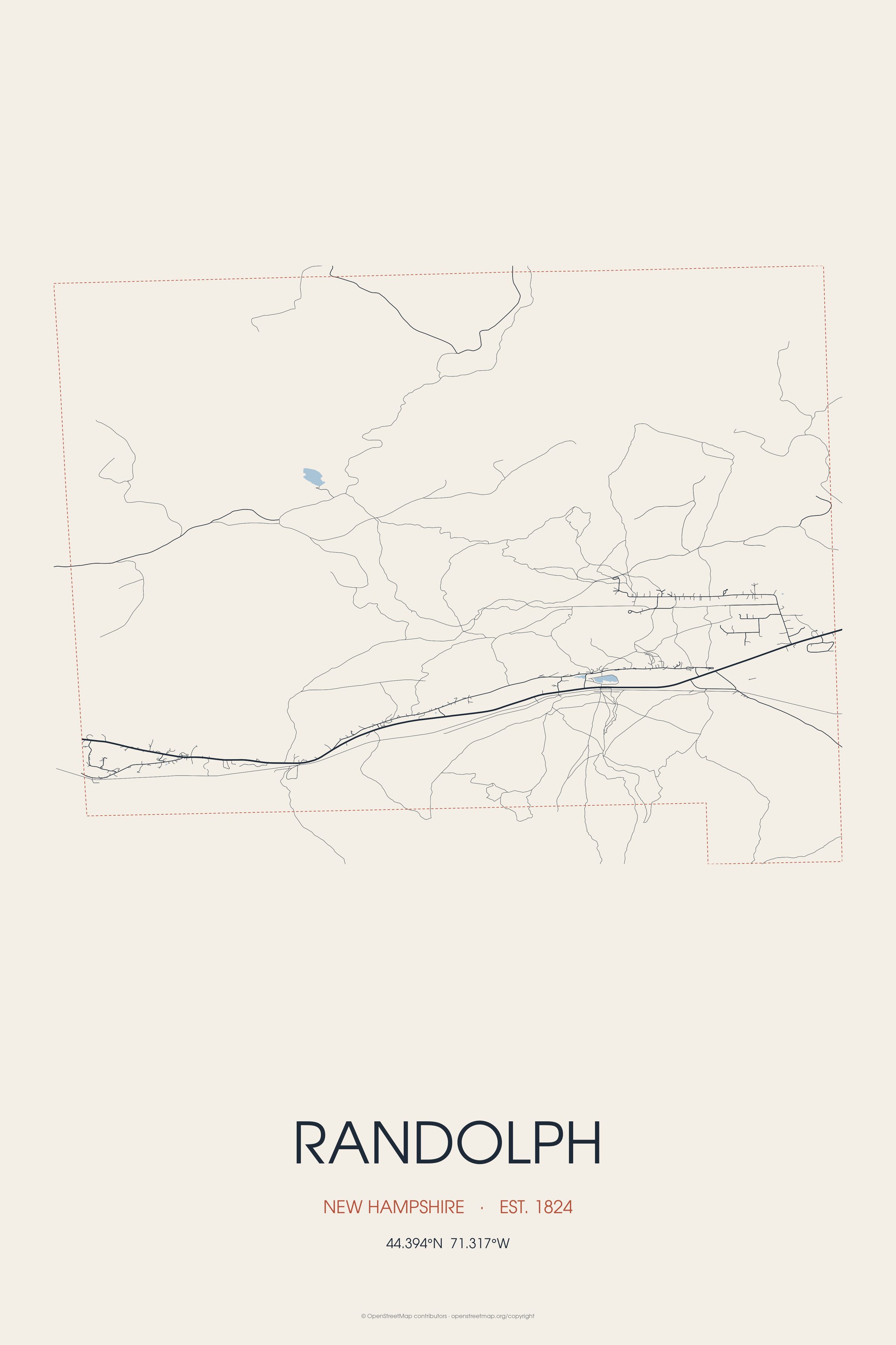 Street map of Randolph, New Hampshire