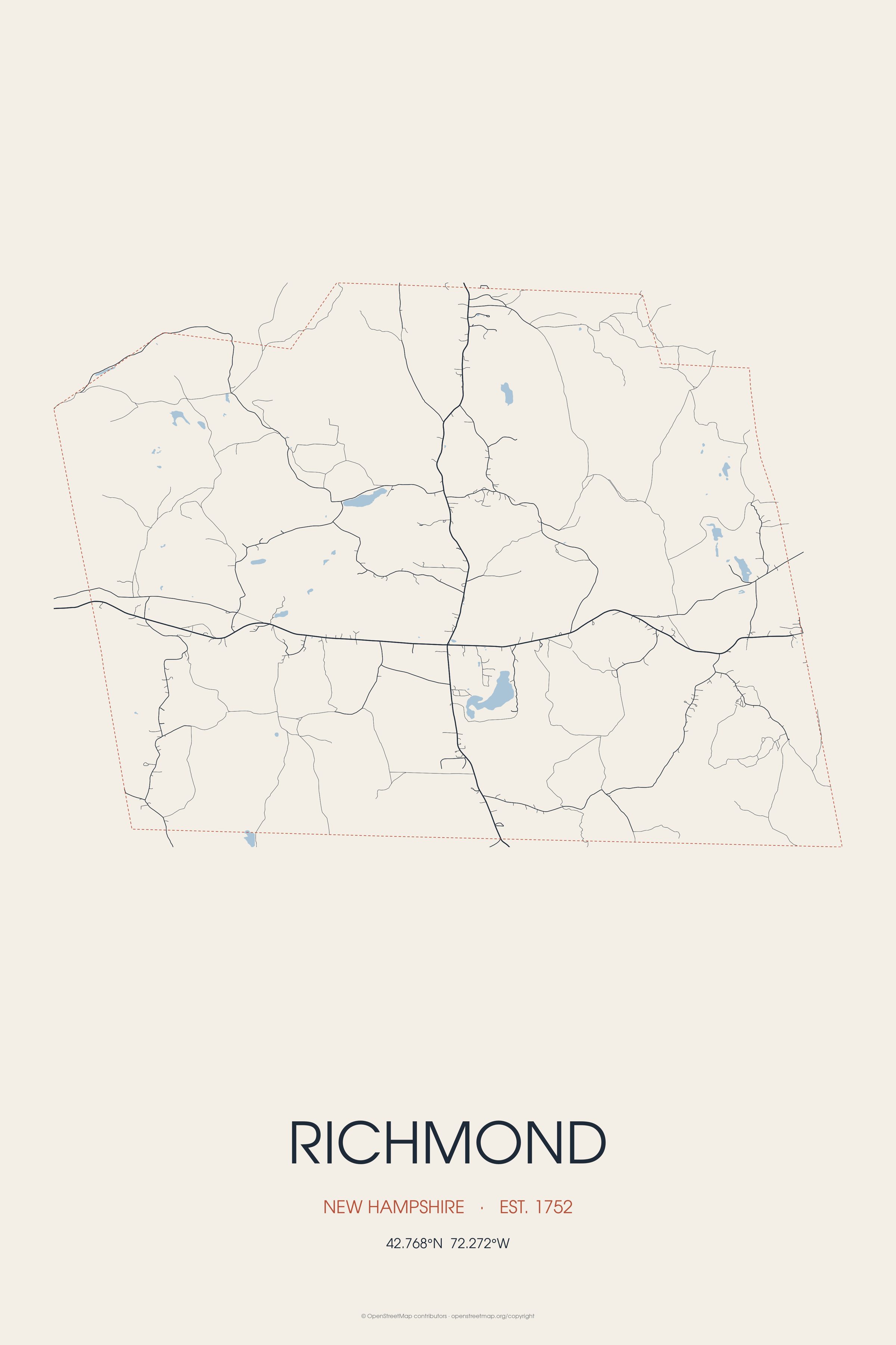 Street map of Richmond, New Hampshire