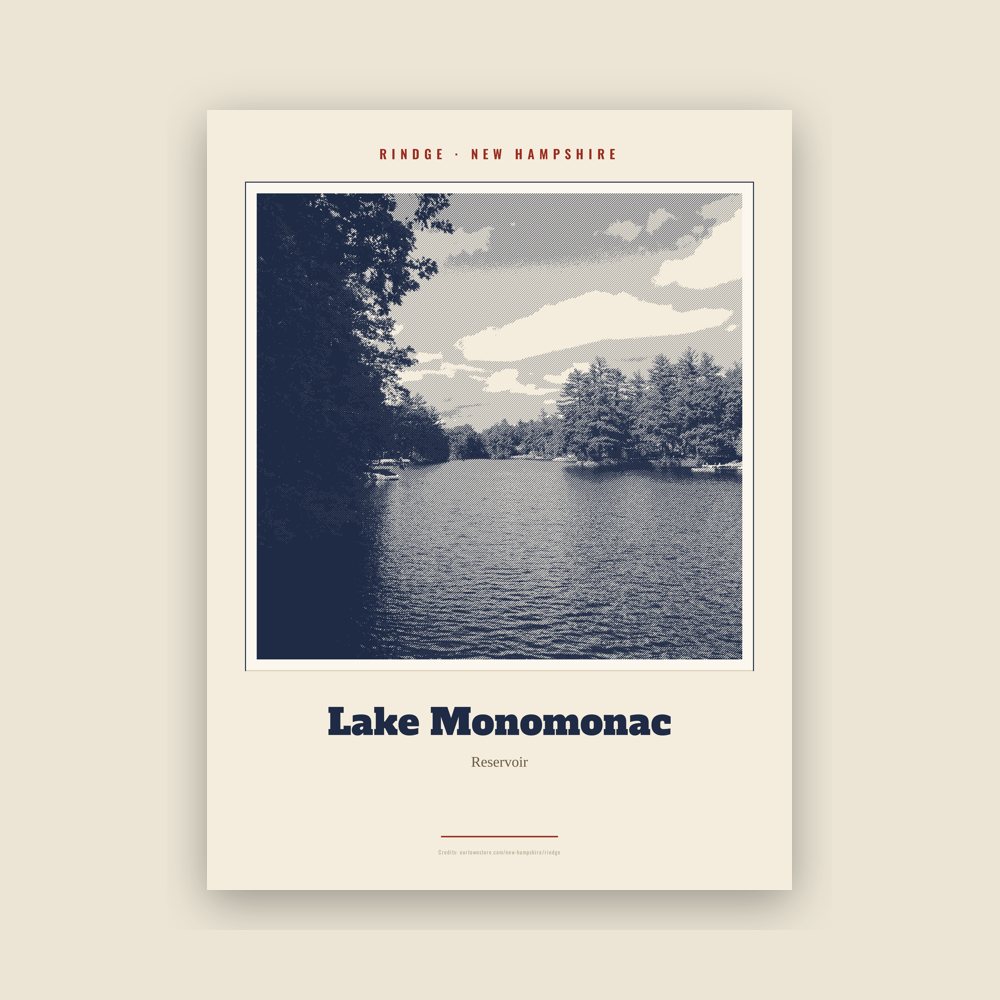 Rindge Lake Monomonac Landmark Print