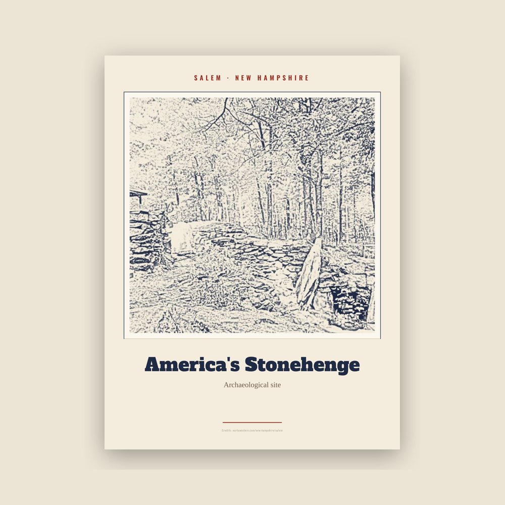 Salem America's Stonehenge Landmark Print