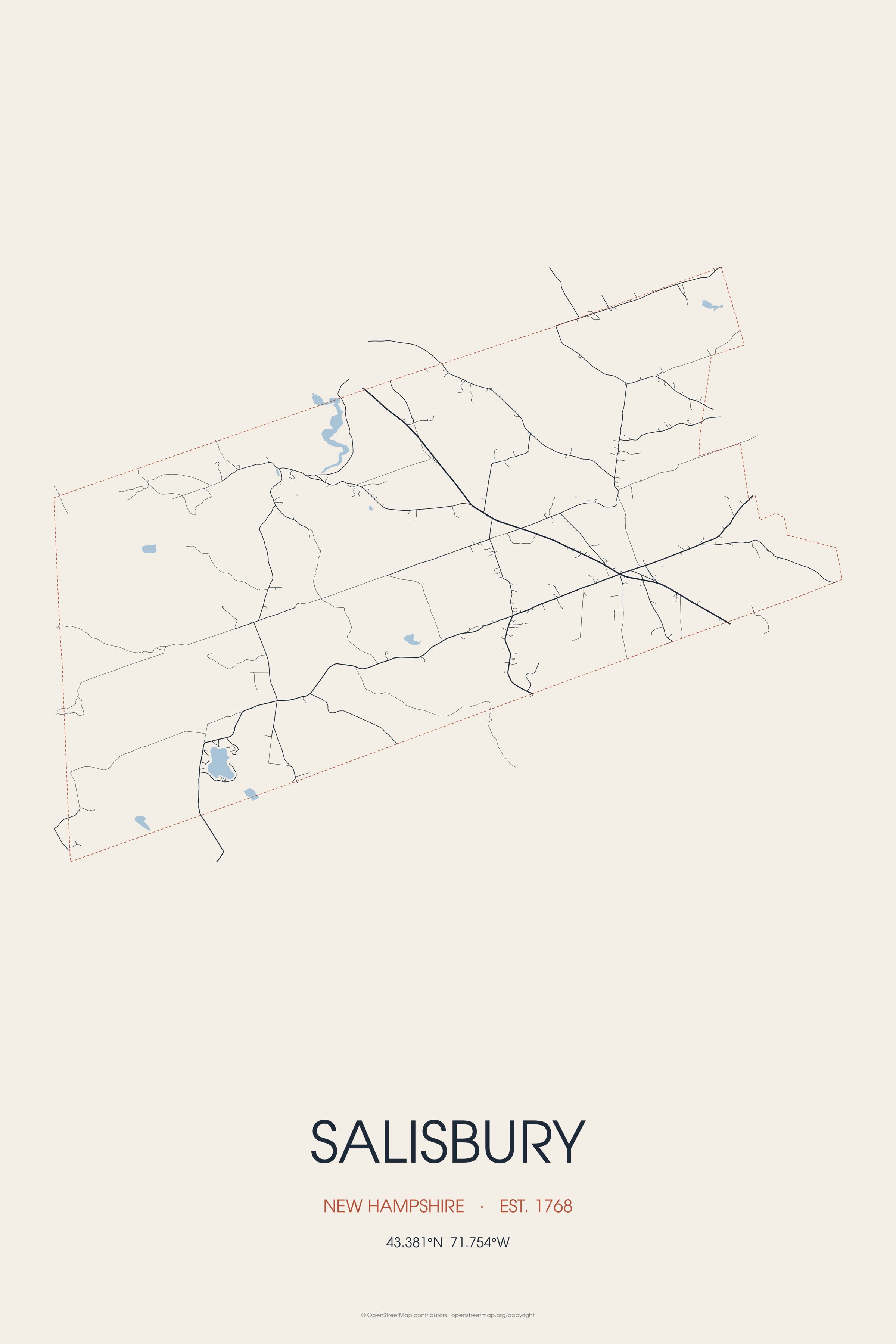 Street map of Salisbury, New Hampshire