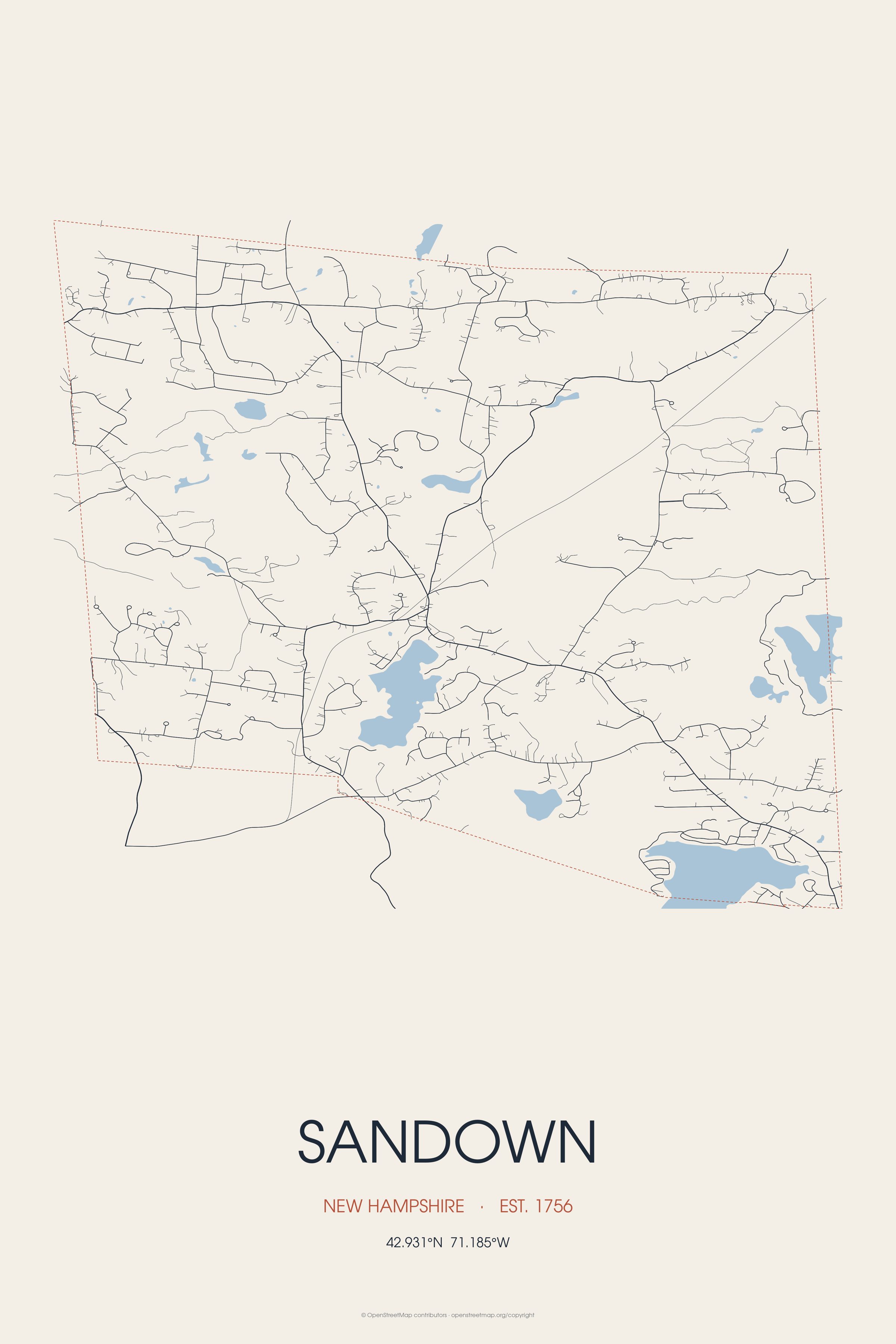 Street map of Sandown, New Hampshire
