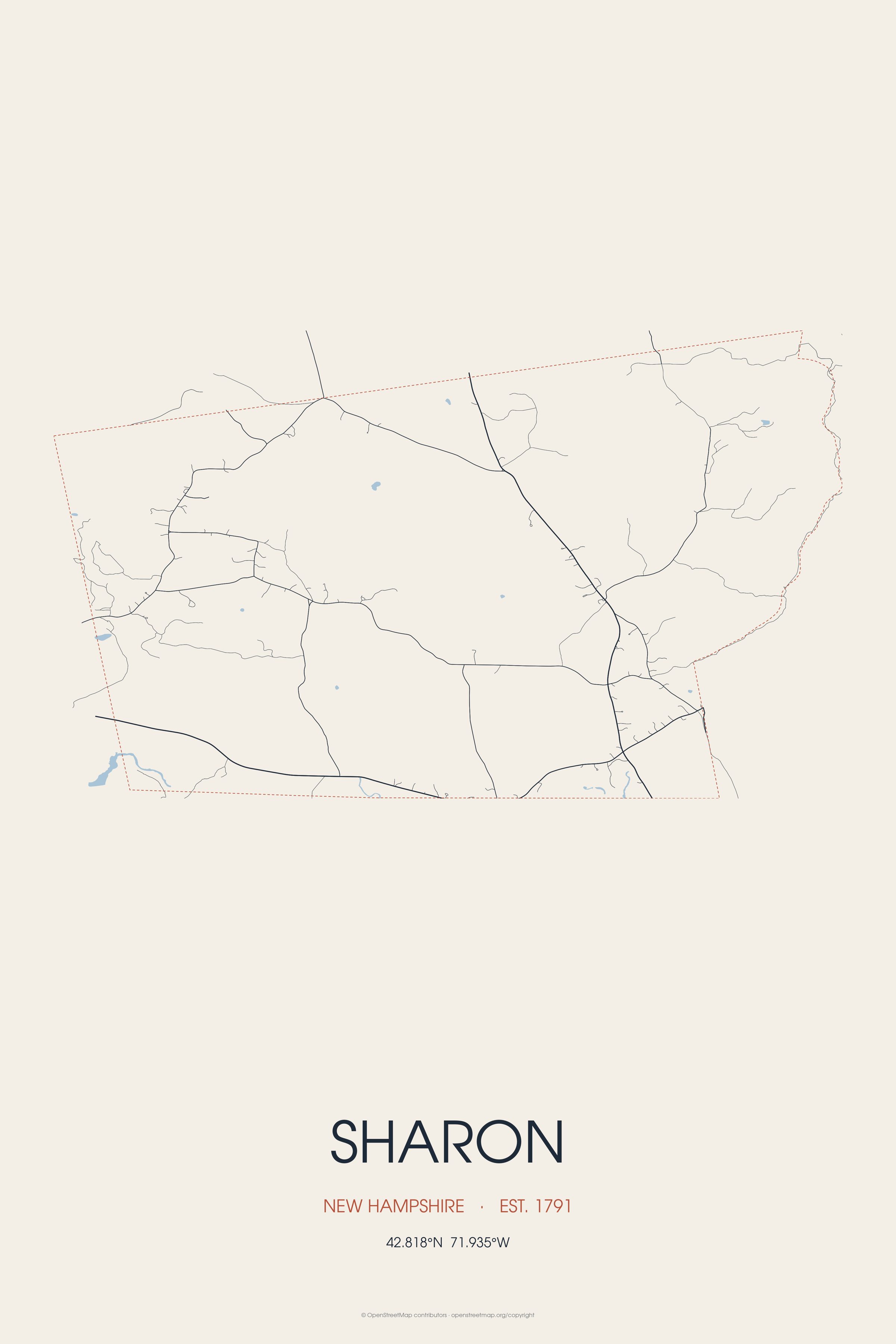 Street map of Sharon, New Hampshire