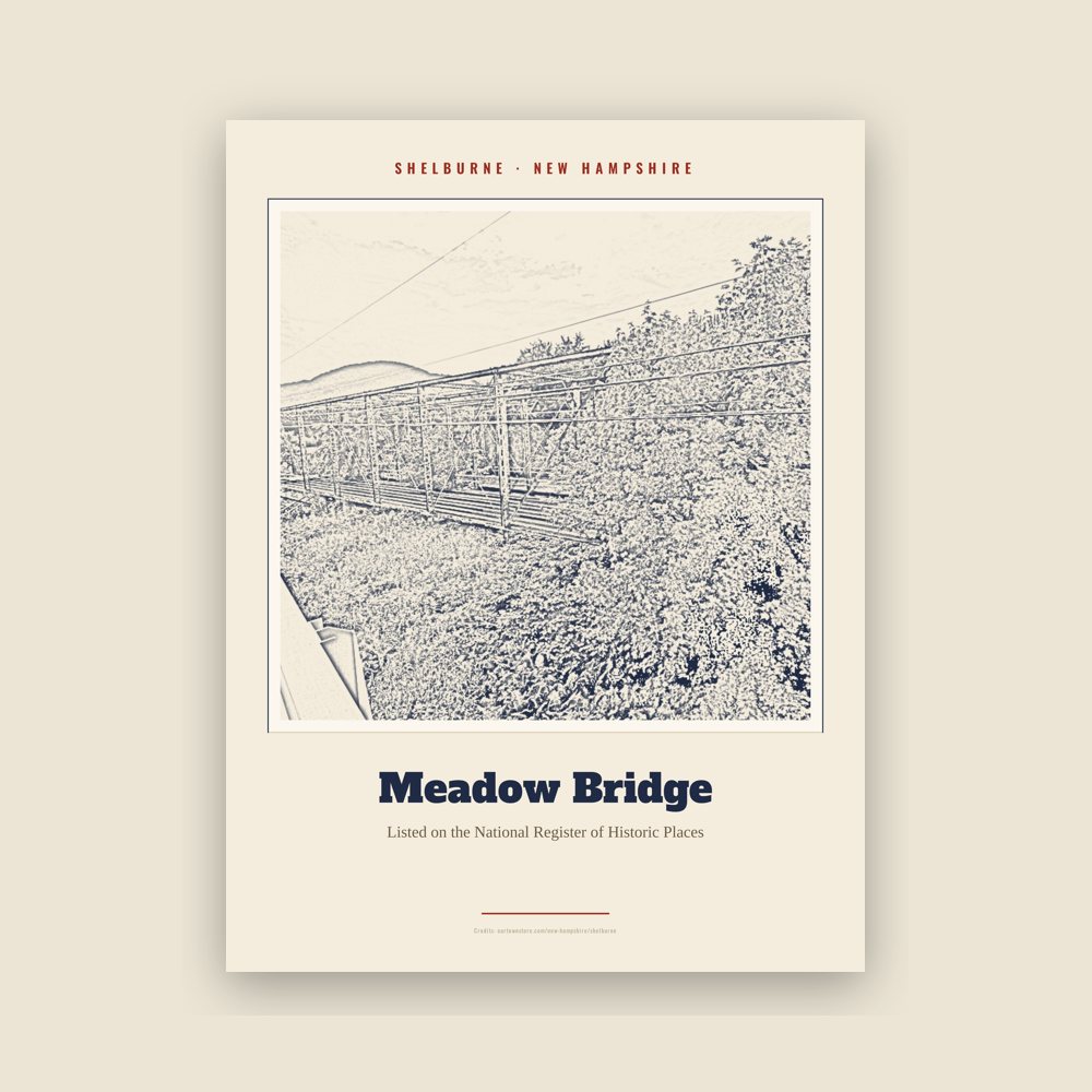 Shelburne Meadow Bridge Landmark Print