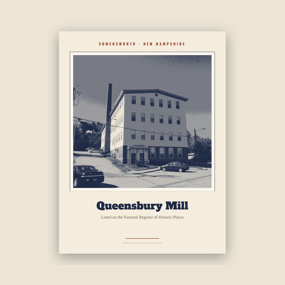 Somersworth Queensbury Mill Landmark Print